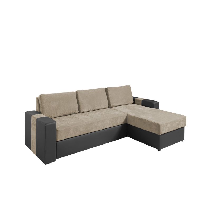 Narożnik z funkcją spania MIRJAN 24 Aden prawy grafitowa ekoskóra + beżowy 1 szt.