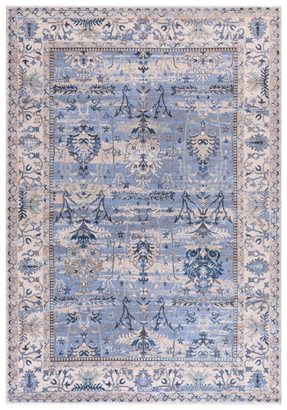 Dywan wewnętrzny Marsala 10023 prostokąt Mazovia 140x 200 cm niebieski motyw ramka,roślinny krótki włos 1 szt.