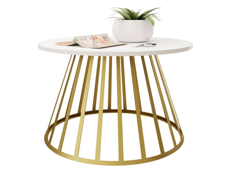 Stolik kawowy na metalowej nodze MIRJAN 24 Mokod złoty/biel arktyczna 1 szt.