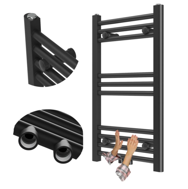 Grzejnik Łazienkowy Granitan Raven 70/40cm Czarny Kaloryfer Drabinkowy 1kpl.