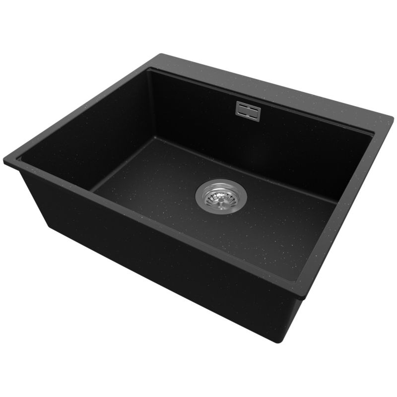 Zlewozmywak Oslo PRIMAGRAN Nablatowy 58x50cm do szafki od 60cm z Syfonem Czarny Metalik 1 szt.