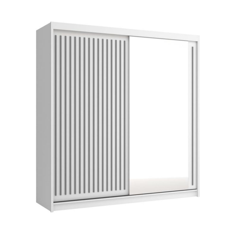 Szafa przesuwna Bettso Lay 203 cm designerska z szarymi lamelami biały 1szt.