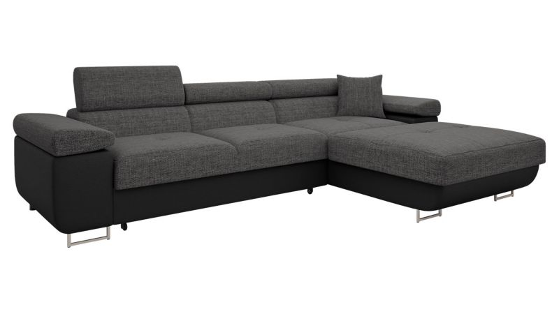 Narożnik z funkcją spania MIRJAN 24 Torezio Mini prawy czarna ekoskóra/grafitowy 1 szt.