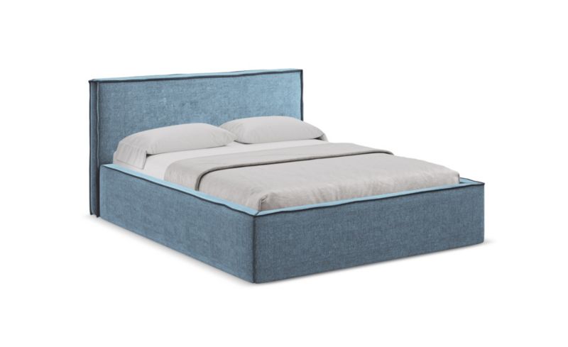 Łóżko LaMiaSofa Anani z tkaniny szenilowej 140x200 jeans 1 szt.