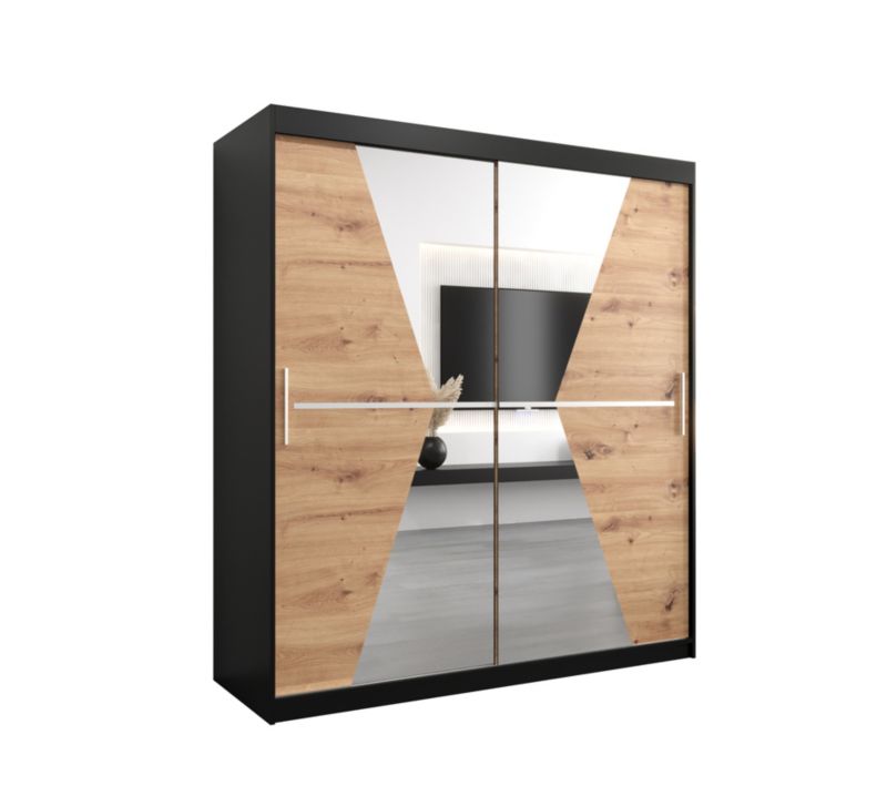 Szafa przesuwna Garderoba Abiks MAROKO 180 czarny/artisan 1 szt.