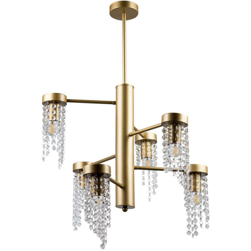 Lampa wisząca Polux Gea 6318 złoto-przezroczysty kryształowa 6xE27 x 1 szt.
