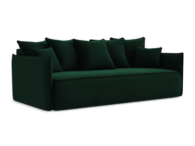 Kanapa 3-osobowa z funkcją spania LaMiaSofa GARDA z tkaniny welwetowej 225x105 cm butelkowa zieleń 1 szt.