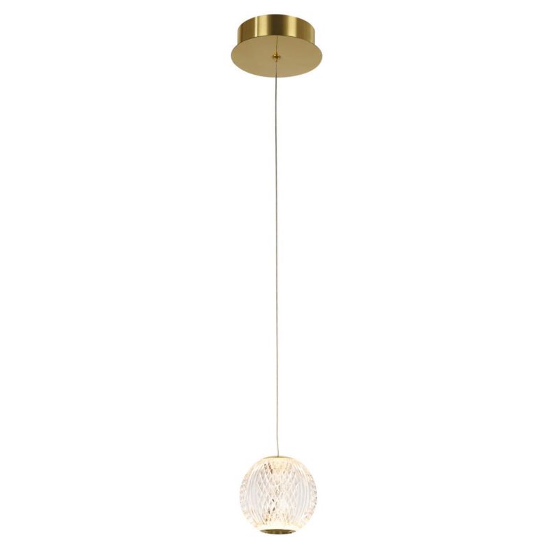 Lampa sufitowa wisząca Italux Rosario 6084 złoto-przezroczysty 12 cm średnicy wbudowany LED 4.2W 1 szt.