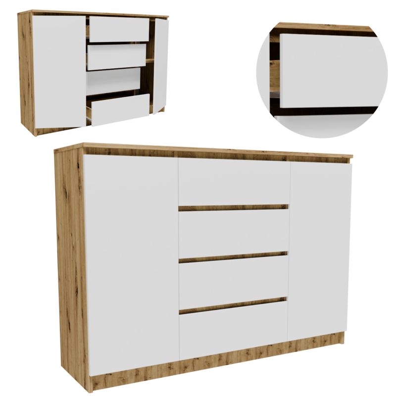 Komoda Matkam duża K1402D4SZABI szafka dąb artisan-biały 1 szt.