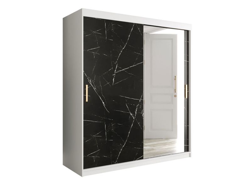 Szafa MIRJAN 24 Marmur T2 180 biały mat / czarny marmur 1 szt.