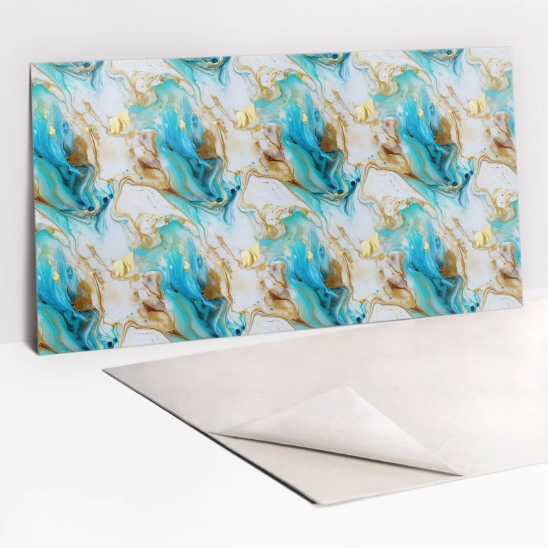 Panel samoprzylepny Tulup 100x50 cm Błękitny marmur i złoto 1 szt.