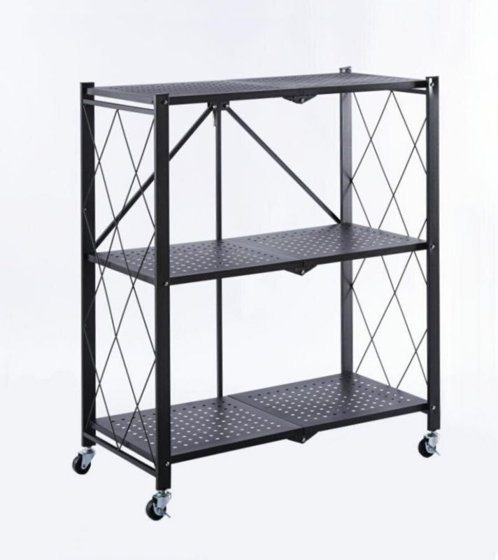 Regał metalowy Eamy INTESI czarny na kółkach 3 półki nowoczesny do gabinetu lub kuchni 1 szt.