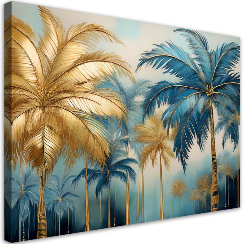 Obraz do salonu Feeby Złoto Niebieskie Palmy Abstrakcja 120x80 cm 1szt