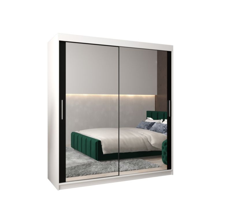 Szafa przesuwna Garderoba Abiks Tokyo 3 180 biały + czarny 1 szt.