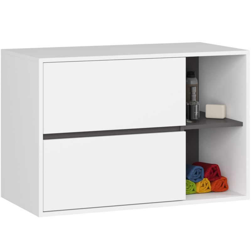 Szafka łazienkowa pod umywalkę AKORD VAMI Biała, Grafit Szary 90 cm 2 szuflady 2 półki 90x60x45,5 cm 1 szt.