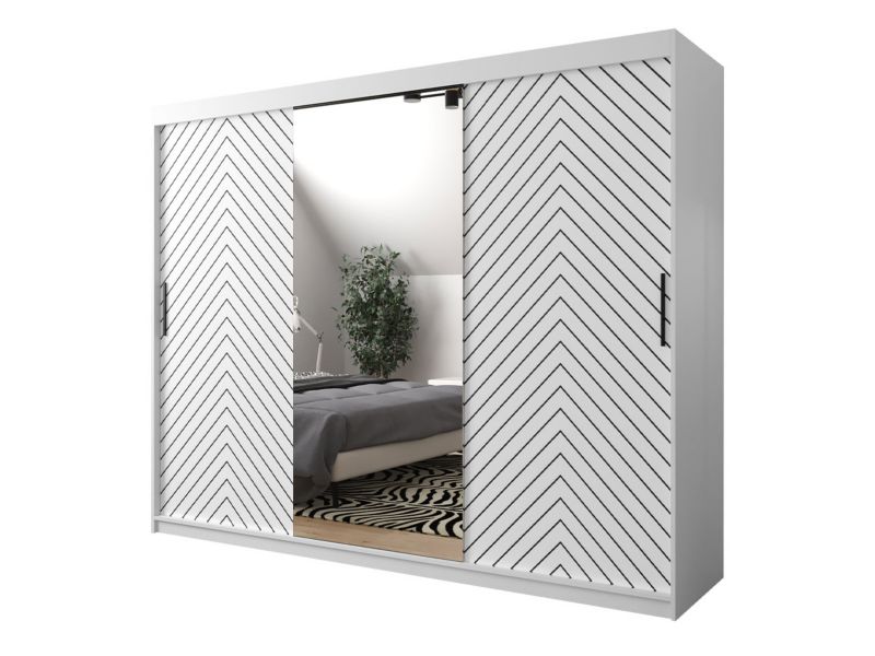 Szafa MIRJAN 24 Jodełka 2 250 biały + czarny mat 1 szt.