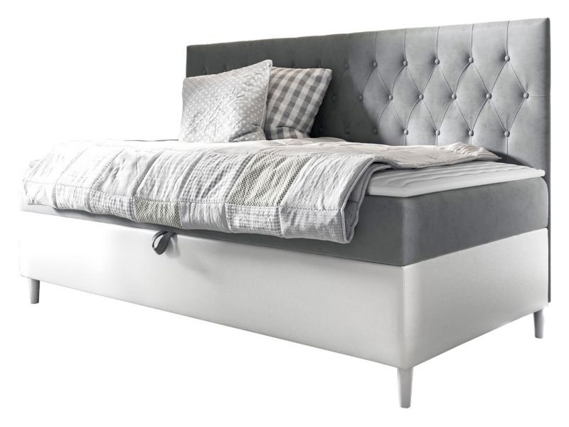 Łóżko kontynentalne MIRJAN 24 Filip Junior 2 100x200 biała ekoskóra/szary 1 szt.