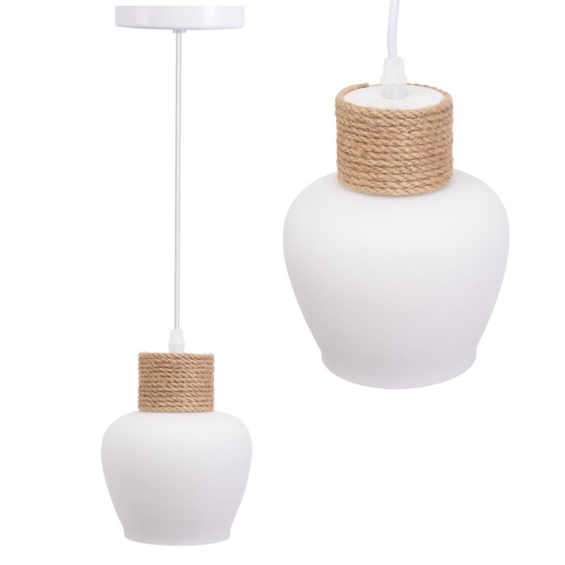 Lampa Sufitowa Wisząca Toolight App1591-1Cp Boho Biały Beżowy