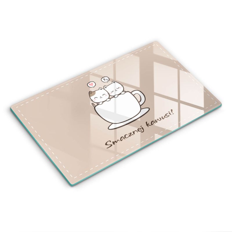Szklana deska do krojenia Wallfluent 30x52 cm Motyw: Smacznej Kawusi 1 szt.