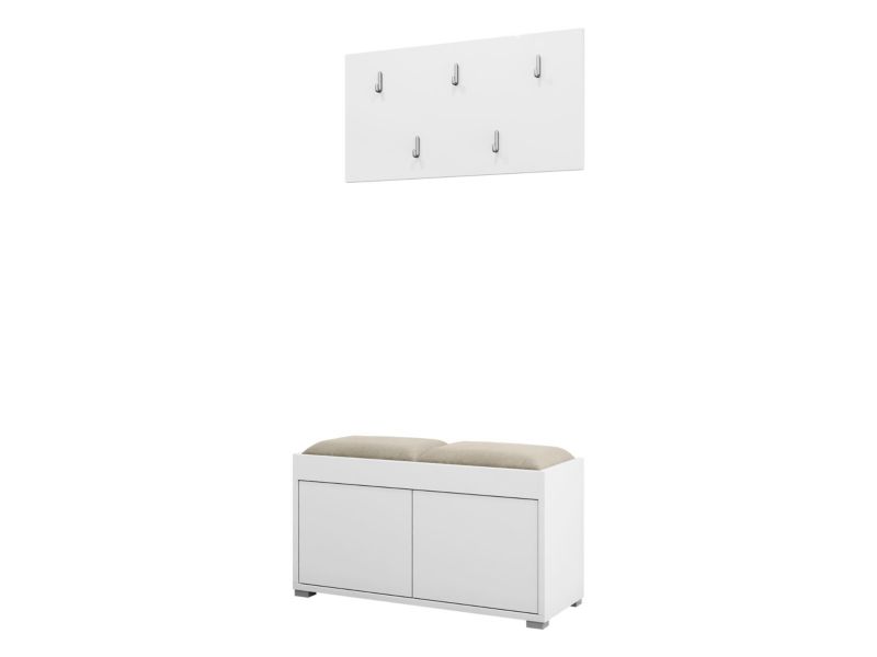 Garderoba MIRJAN 24 z siedziskiem Gesita VII biały beżowy plusz 1 szt.