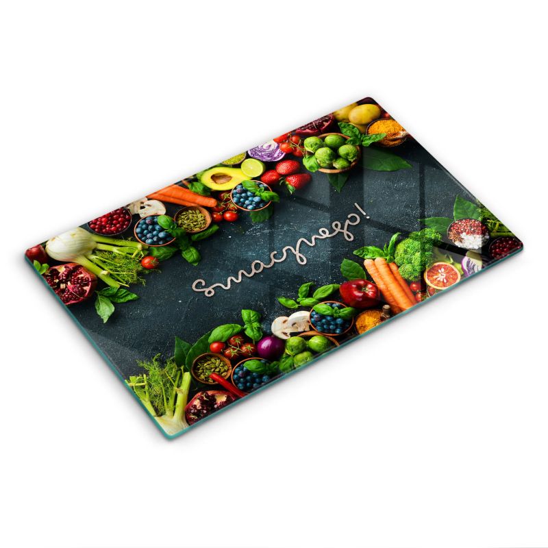 Szklana deska do krojenia Wallfluent 30x52 cm Owoce i Warzywa, Smacznego 1 szt.