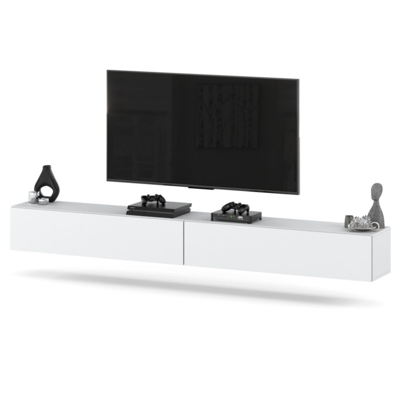 Komoda RTV Hurtownia-Mebli 2 Drzwi RTV Hugo 280cm Biały Mat Biały Mat 280x35x40 cm 1szt.
