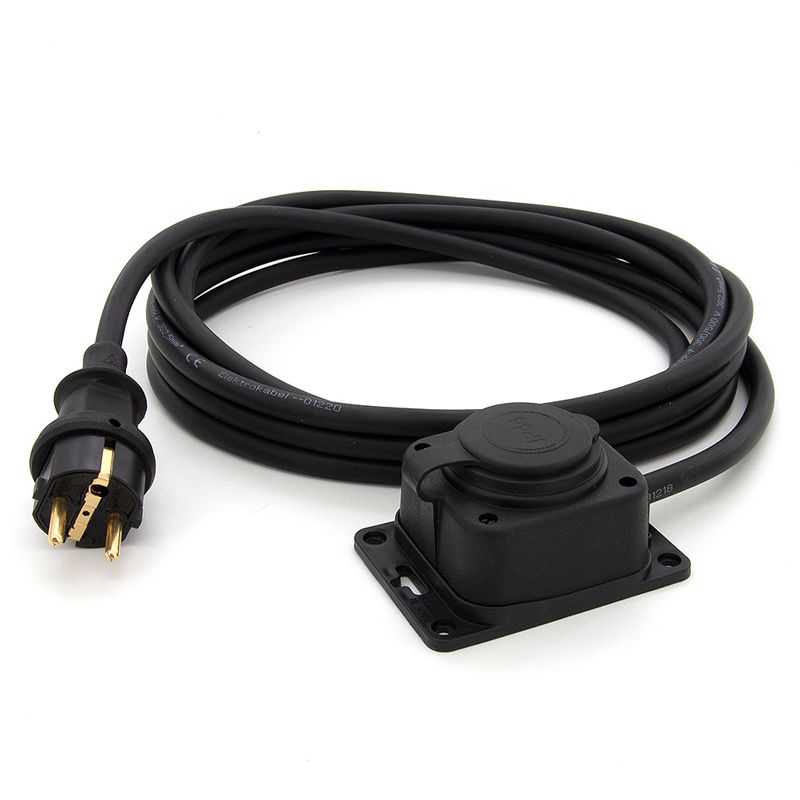 Przedłużacz ogrodowy gumowy ELS Elektrotechnika 2OW16051 1-gniazdowy 16A 230V IP44 H05RR-F 3x2,5mm2, czarny 5 m.