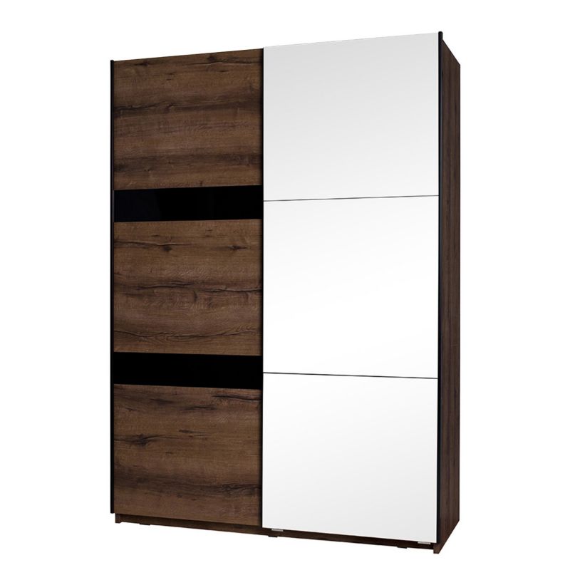 Szafa przesuwna z lustrem MIRJAN 24 Denver SZ150 dąb monastery / czarny połysk 1 szt.