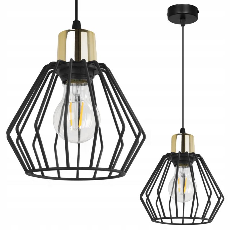 Lampa sufitowa wisząca Light Home LH Nuvola 1x E27 60W podstawa metalowa czarny/złoty 1szt.