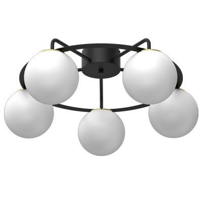 Lampa sufitowa wisząca Luminex Ballo czarny mat-złoty połysk-biała wym: 26 x 62 x 62 cm 5xE27 x 15W 1 szt.