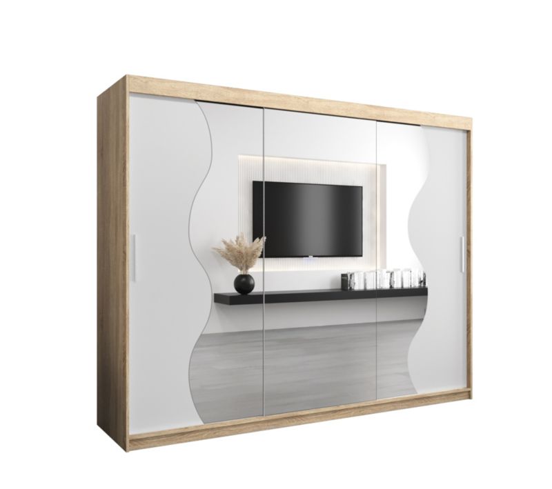 Szafa przesuwna Garderoba Abiks MADRYT 250 dąb sonoma +biały mat 1 szt.