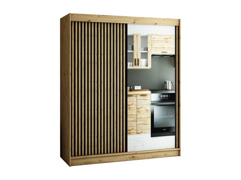 Szafa przesuwna Garderoba Abiks Lamelo 2 180 artisan + czarny 1 szt.