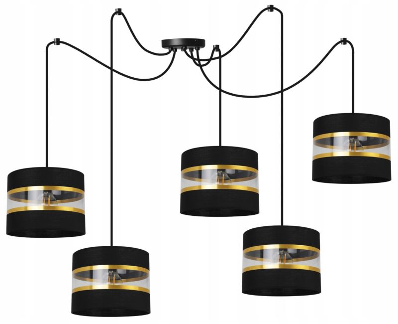 Lampa sufitowa wisząca Light Home LH Spider Elegance Gold 5x E27 60W czarny 1szt.