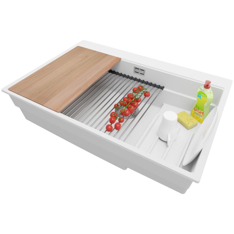 Zlewozmywak Oslo Max PRIMAGRAN Nablatowy 78x53cm do szafki od 80cm, Biały + Syfon + Akcesoria, S096, 1 szt.