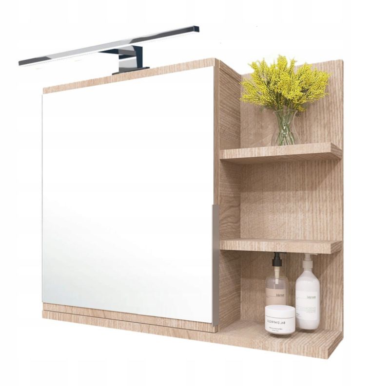 Szafka łazienowa z lustrem Better Home 60 x 50 x 14 cm Oświetlenie LED, Dąb sonoma, Prawa, 1 szt.