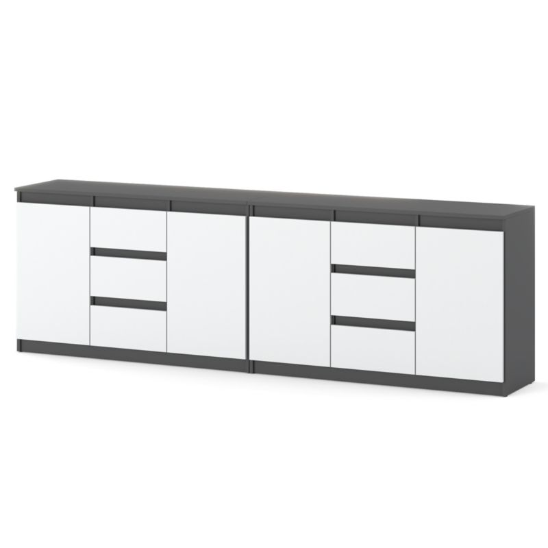 Komoda Hurtownia-Mebli Szuflady 6 Agna Best 240cm Szary Mat Biały Mat 240x35x75 cm 1szt.