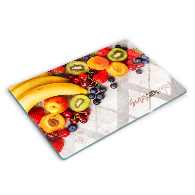 Szklana deska do krojenia Wallfluent 80x52 cm Owoce, Napis: Smacznego 1 szt.