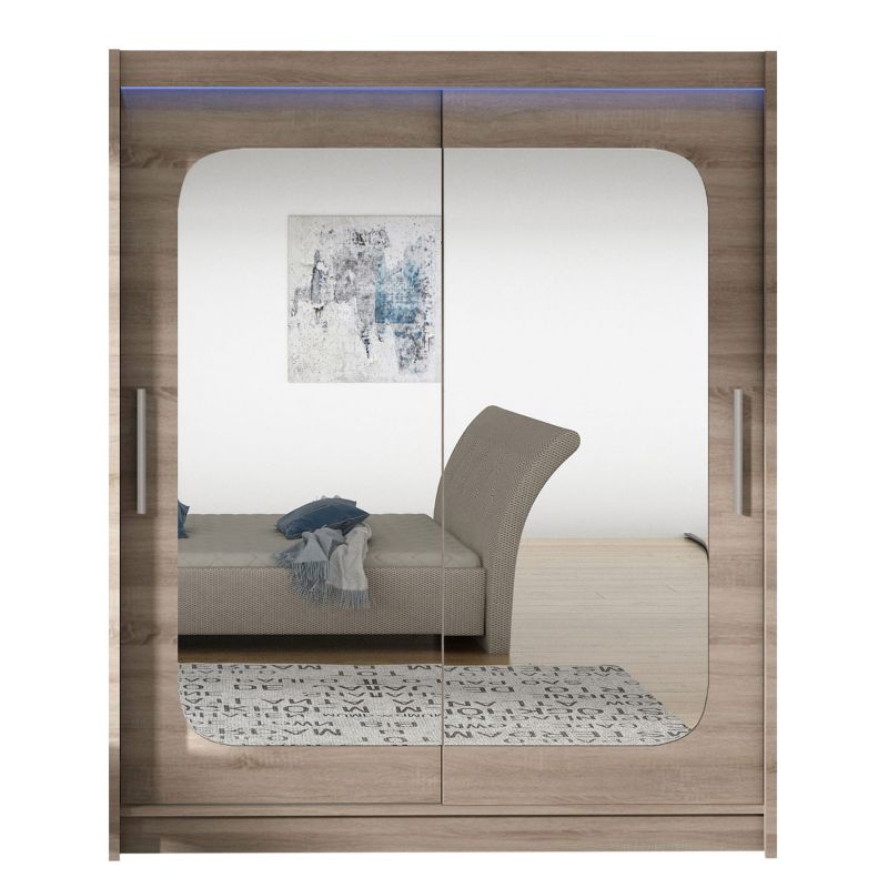 Szafa MIRJAN 24 z drzwiami przesuwnymi Presto XII z oświetleniem RGB trufel/lustro 1 szt.