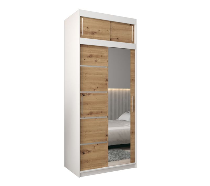 Szafa przesuwna Abiks Verona 2 100 biały + artisan z nadstawką 1 szt.