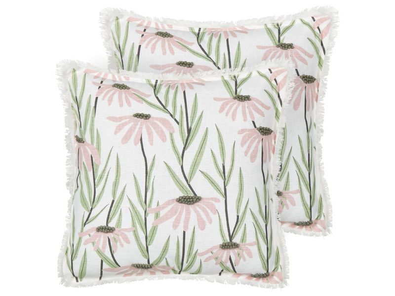 Zestaw 2 poduszek Wzór kwiatowy Gynura Bawełna 45 x 45 cm Kolorowy 1 par.