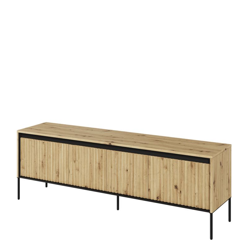 Szafka rtv czterodrzwiowa Bettso Trend 166 cm z oświetleniem LED i frezowanym frontem dąb artisan 1szt.