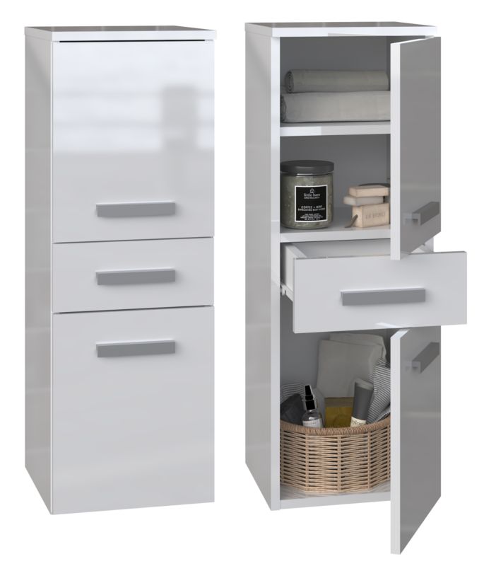 Szafka Łazienkowa Topeshop Nel V DDS Biały Połysk 30x30x85 cm 1 szt.