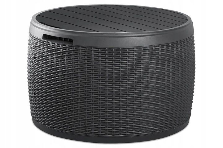 Skrzynia Ogrodowa Keter okrągła Balkonowa Circa Rattan Schowek 140L Stolik 1 szt