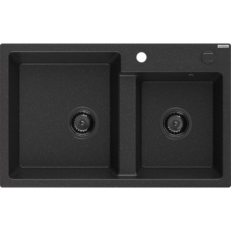 Zlewozmywak Mexen Pedro 1-komorowy czarny/srebrny metalik 560x460 mm - 6508561000-73 1 szt.