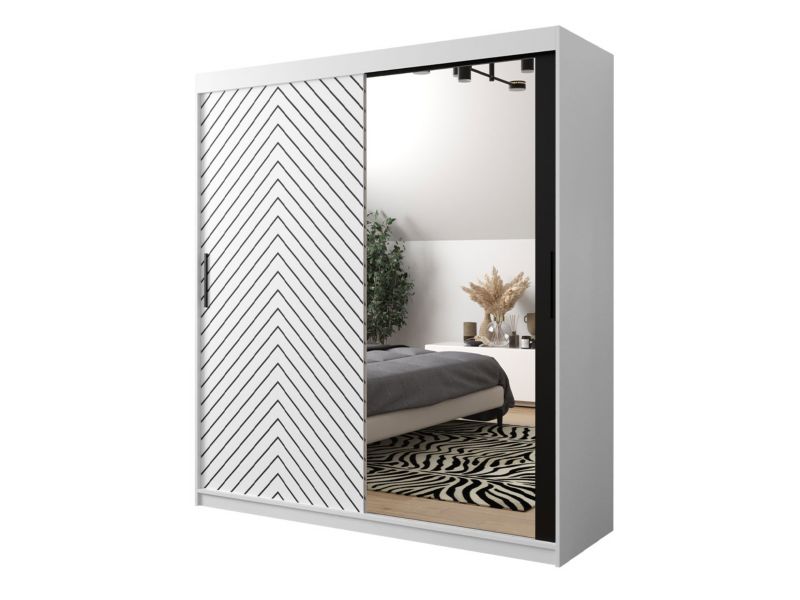 Szafa MIRJAN 24 Jodełka 2 180 biały + czarny mat 1 szt.