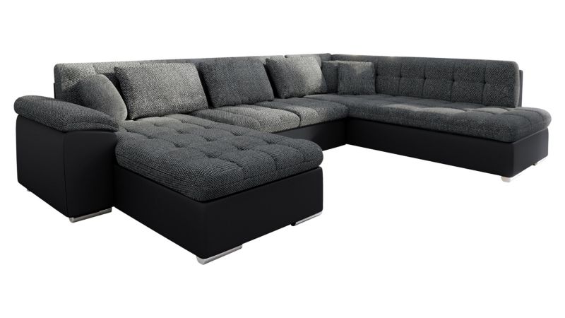 Narożnik z funkcją spania MIRJAN 24 Niko Bis lewy czarna ekoskóra + czarna plecionka 1 szt.