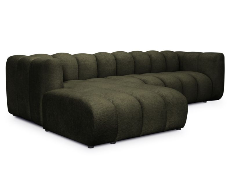 Narożnik lewostronny LaMiaSofa NAPOLI z tkaniny szenilowej 288x179 cm oliwkowy 1 szt.