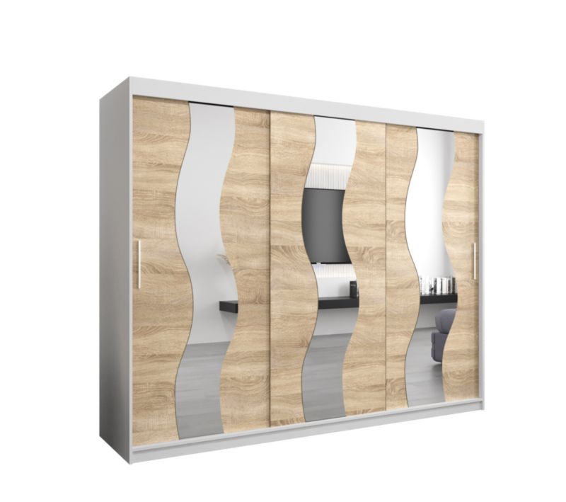 Szafa przesuwna Abiks SEWILLA biały mat + dąb sonoma 1 szt.