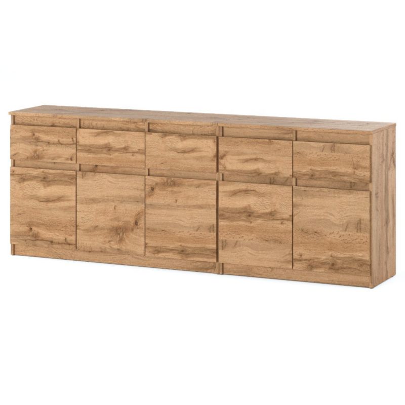 Komoda Hurtownia-Mebli Szuflady 5 Best Oleksa 200cm Dąb Wotan Dąb Wotan 200x35x75 cm 1szt.