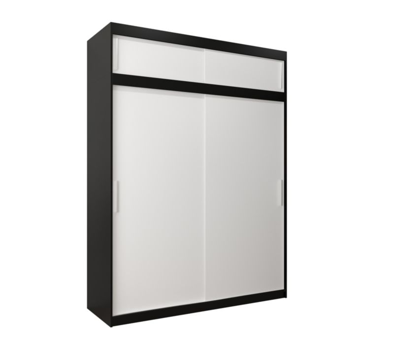 Szafa przesuwna Garderoba Abiks Tokyo 180 czarny + biały z nadstawką 1 szt.